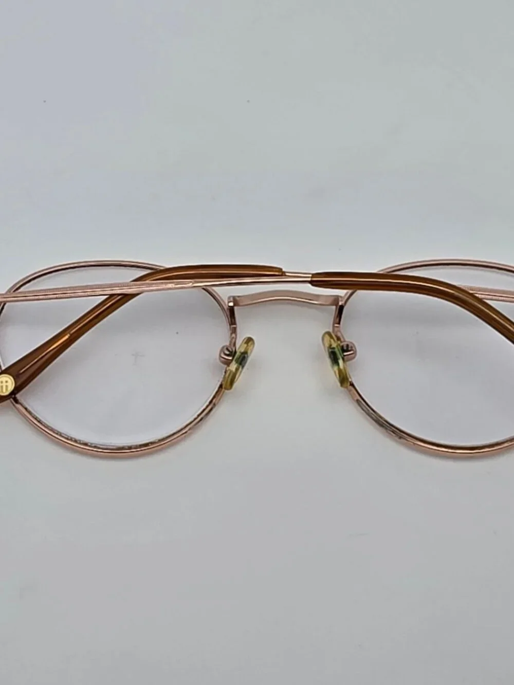 Liingo Jessie Rose Gold Crystal Brown Round Eyeglasses Frame 48-21-135